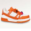 Replica Louis Vuitton Unisex LV Trainer Maxi Sneaker Orange Mix of Materials Rubber