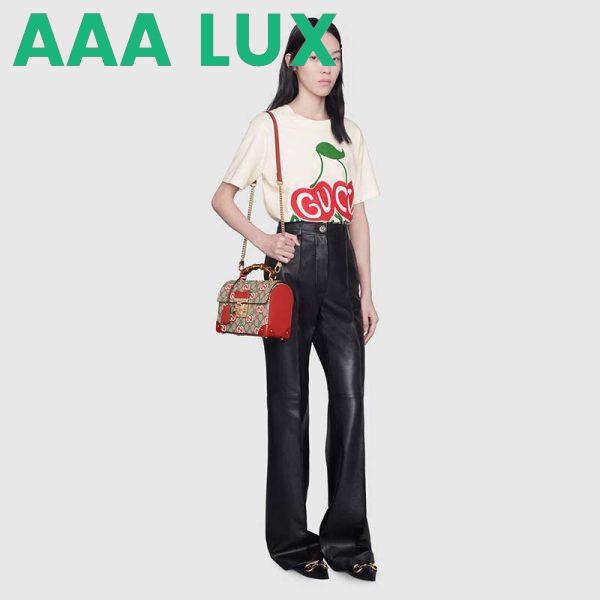 Replica Gucci Women Padlock Small Bamboo Shoulder Bag GG Apple Print 7