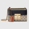 Replica Gucci Women Padlock Small GG Shoulder Bag Beige/Ebony GG Supreme Canvas