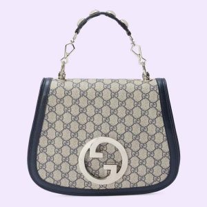 Replica Gucci GG Women Blondie Medium Bag Beige Blue GG Supreme Canvas 2