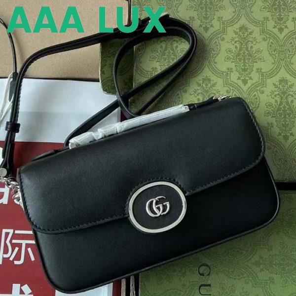 Replica Gucci Women Petite GG Mini Shoulder Bag Black Leather Double G Push Lock Closure 3