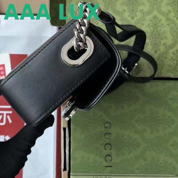 Replica Gucci Women Petite GG Mini Shoulder Bag Black Leather Double G Push Lock Closure 7