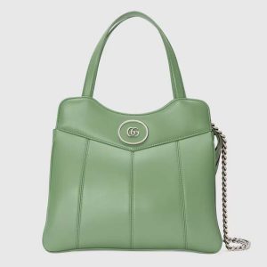 Replica Gucci Women Petite GG Small Tote Bag Light Green Leather Double G