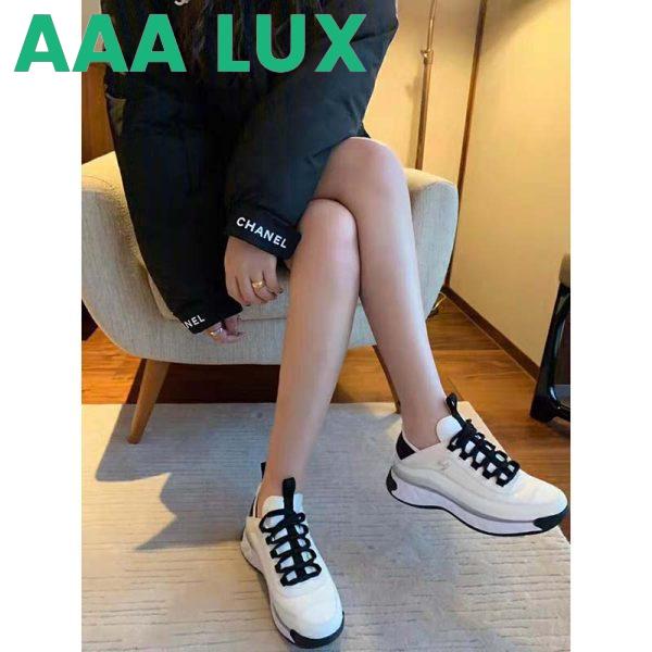 Replica Chanel Women Sneakers in Velvet Calfskin & Mixed Fibers 1 cm Heel-Beige 12