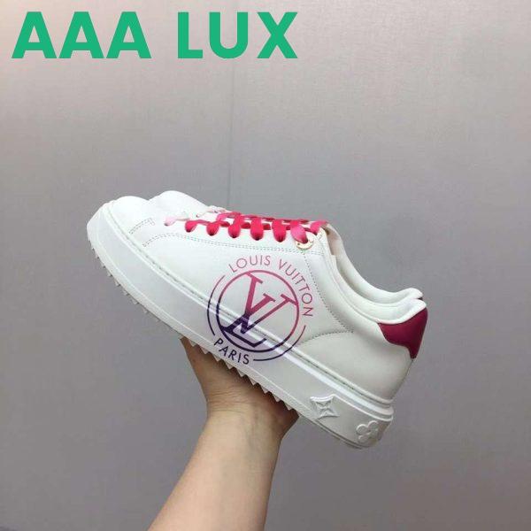 Replica Louis Vuitton Unisex LV Time Out Sneaker Fuchsia Pink Printed Calf Leather Rubber Circle 5