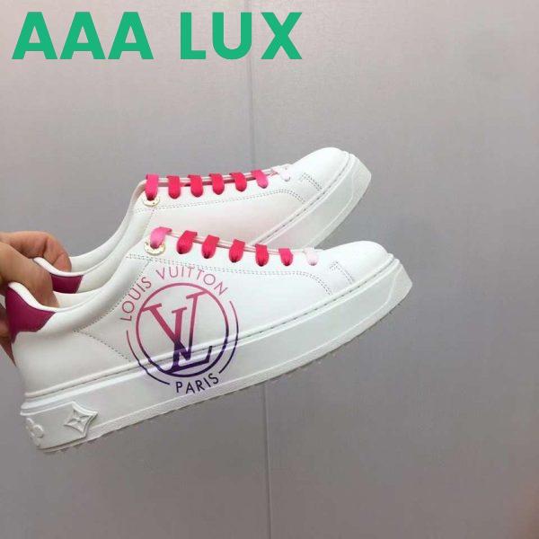 Replica Louis Vuitton Unisex LV Time Out Sneaker Fuchsia Pink Printed Calf Leather Rubber Circle 6