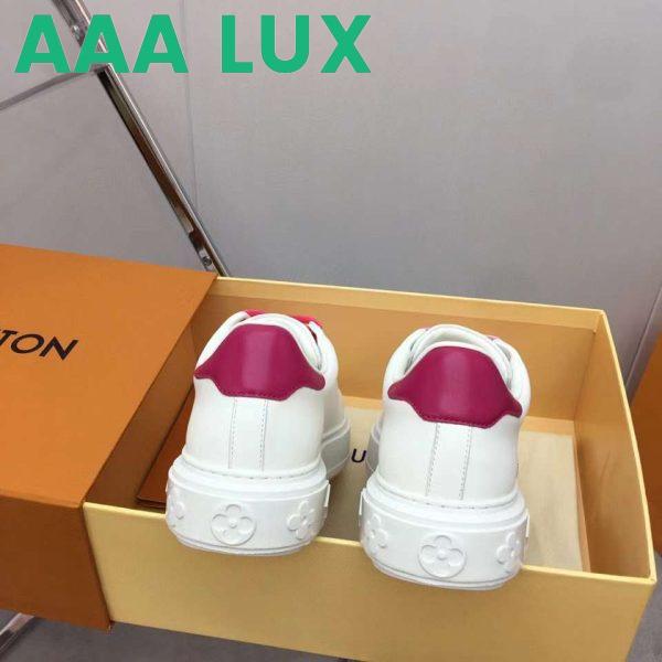 Replica Louis Vuitton Unisex LV Time Out Sneaker Fuchsia Pink Printed Calf Leather Rubber Circle 9