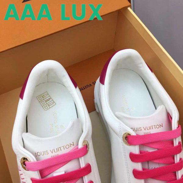 Replica Louis Vuitton Unisex LV Time Out Sneaker Fuchsia Pink Printed Calf Leather Rubber Circle 12