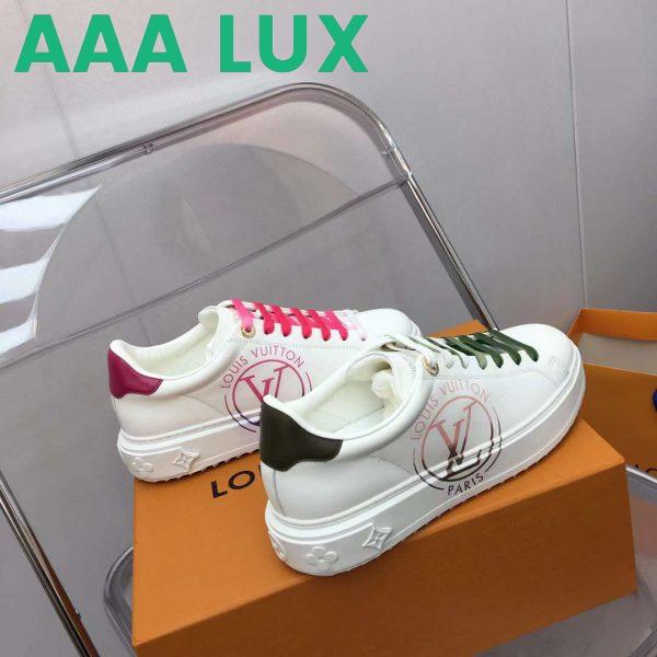 Replica Louis Vuitton Unisex LV Time Out Sneaker Fuchsia Pink Printed Calf Leather Rubber Circle 15