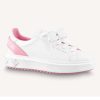Replica Louis Vuitton Unisex LV Time Out Sneaker Fuchsia Pink Printed Calf Leather Rubber Circle 18