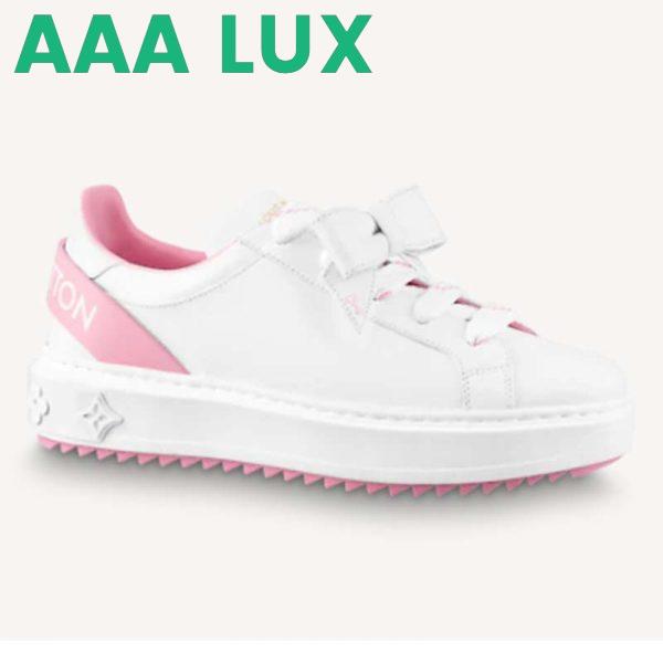 Replica Louis Vuitton Unisex LV Shoes Time Out Sneaker Rose Clair Pink Calf Leather Rubber Outsole 2