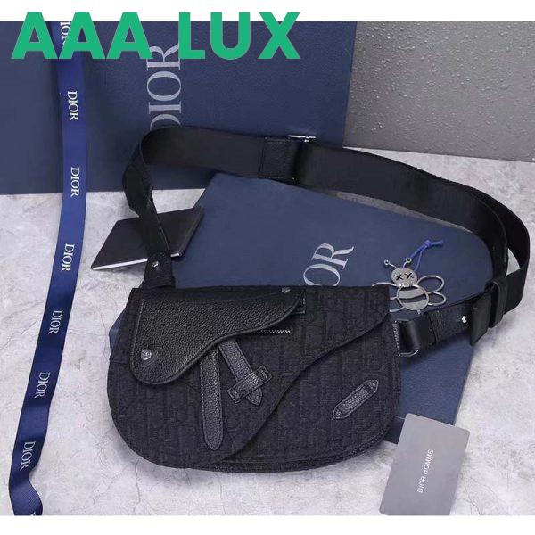 Replica Dior Unisex CD Saddle Pouch Black Dior Oblique Jacquard 3