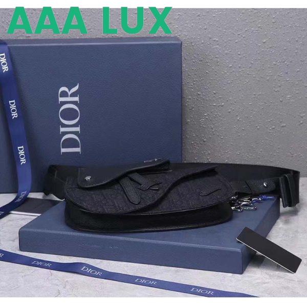 Replica Dior Unisex CD Saddle Pouch Black Dior Oblique Jacquard 6