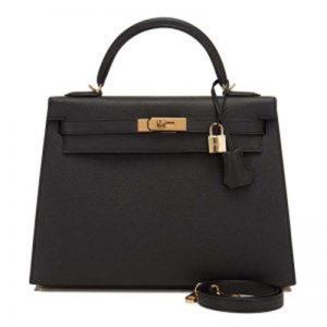 Replica Hermes Women Kelly Sellier 32 Bag in Togo Leather with Gold Hardware-Black
