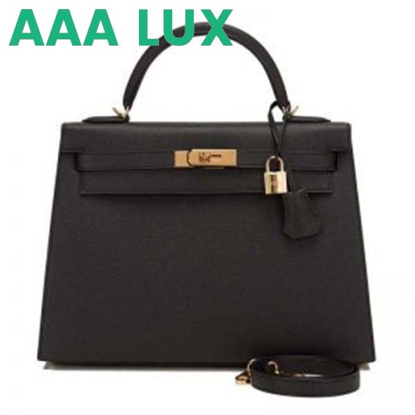 Replica Hermes Women Kelly Sellier 32 Bag in Togo Leather with Gold Hardware-Black