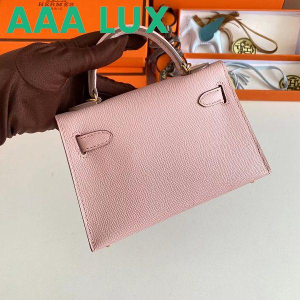 Replica Hermes Women Mini Kelly 20 Bag Epsom Leather Gold Hardware-Pink 8