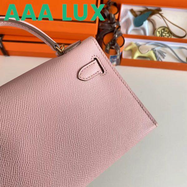 Replica Hermes Women Mini Kelly 20 Bag Epsom Leather Gold Hardware-Pink 10