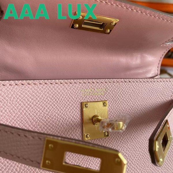 Replica Hermes Women Mini Kelly 20 Bag Epsom Leather Gold Hardware-Pink 11