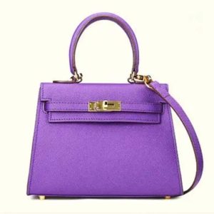 Replica Hermes Women Mini Kelly 20 Bag Epsom Leather Gold Hardware-Purple
