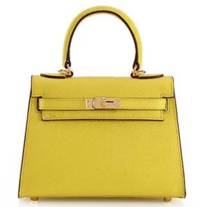 Replica Hermes Women Mini Kelly 20 Bag Epsom Leather Gold Hardware-Yellow