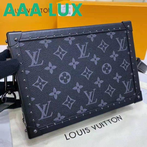 Replica Louis Vuitton LV Unisex Clutch Box Grey Monogram Eclipse Coated Canvas Cowhide Leather 6