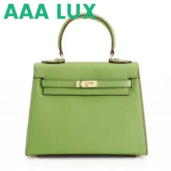 Replica Hermes Women Mini Kelly 20 Bag Epsom Leather Silver Hardware-Light Green