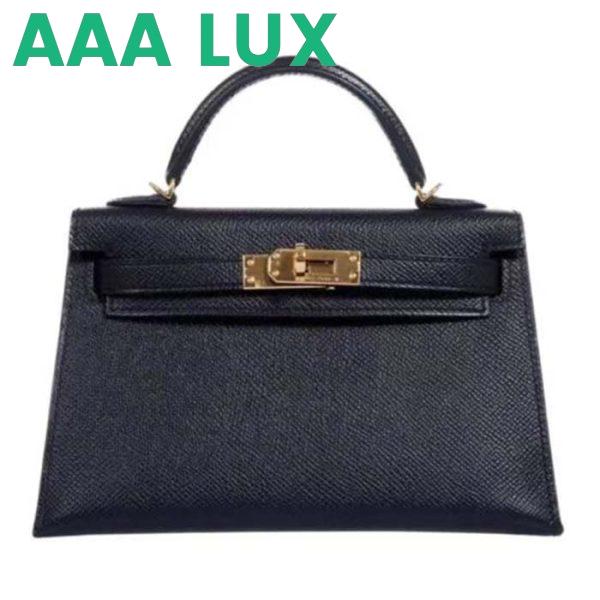 Replica Hermes Women Mini Kelly 20 Bag in Togo Leather with Gold Hardware-Black 2