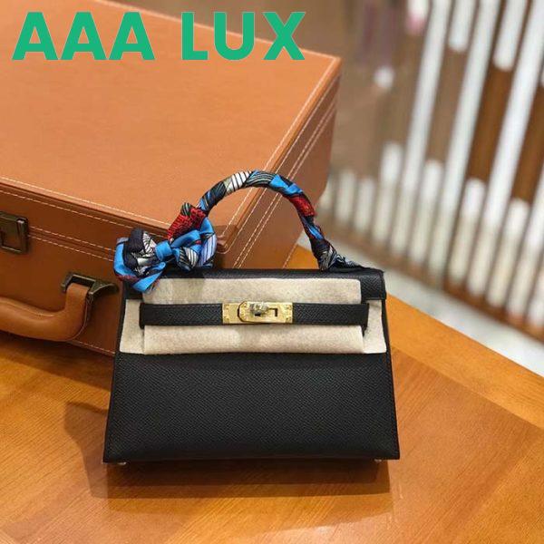 Replica Hermes Women Mini Kelly 20 Bag in Togo Leather with Gold Hardware-Black 4