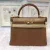 Replica Hermes Women Mini Kelly 20 Bag in Togo Leather with Gold Hardware-Black 11