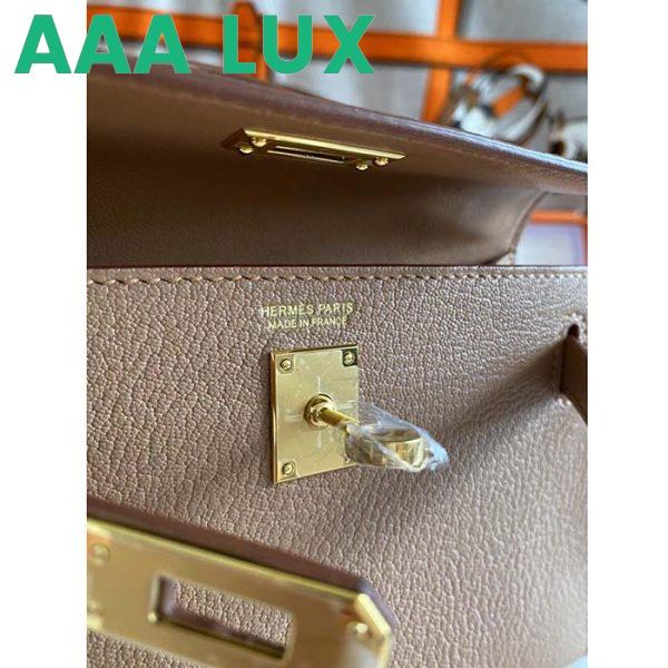 Replica Hermes Women Mini Kelly 20 Bag in Togo Leather with Gold Hardware-Brown 12