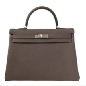 Replica Hermes Women Mini Kelly 20 Bag Suede Leather Silver Hardware-Chocolate