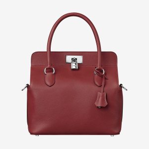 Replica Hermes Women Toolbox 26 Bag in Calfskin Leather-Maroon