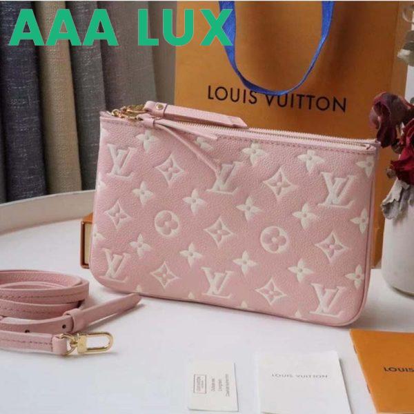 Replica Louis Vuitton Double Zip Pochette Pink Monogram Empreinte Embossed Supple Grained Cowhide 3