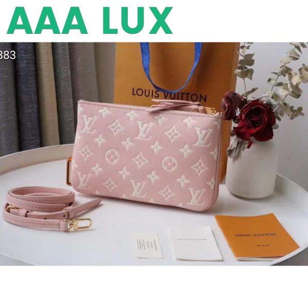 Replica Louis Vuitton Double Zip Pochette Pink Monogram Empreinte Embossed Supple Grained Cowhide 4