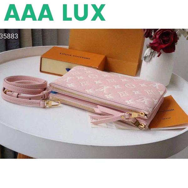 Replica Louis Vuitton Double Zip Pochette Pink Monogram Empreinte Embossed Supple Grained Cowhide 6