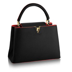 Replica Louis Vuitton LV Capucines PM Leather Bag-Black