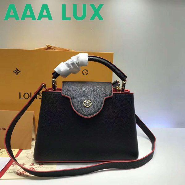 Replica Louis Vuitton LV Capucines PM Leather Bag-Black 5