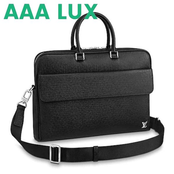 Replica Louis Vuitton LV Men Alex Briefcase Embossed Taiga Cowhide Leather