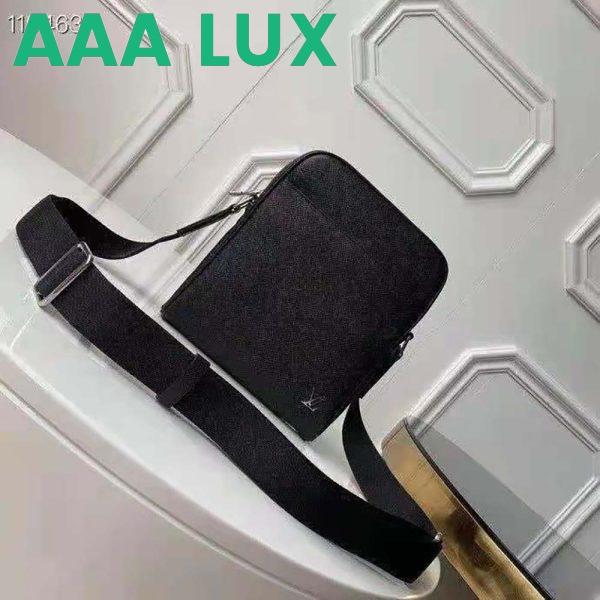 Replica Louis Vuitton LV Men Alex Messenger Bag in Taiga Cowhide Leather-Black 3