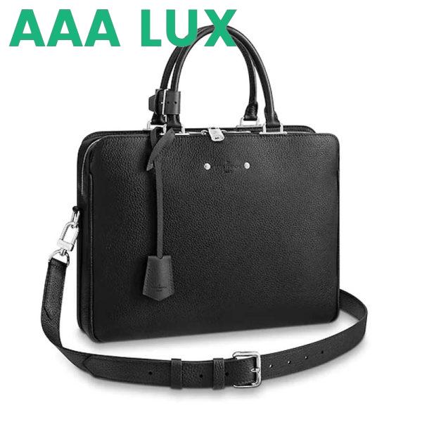 Replica Louis Vuitton LV Men Armand Briefcase Taurillon Leather-Black