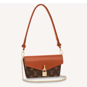 Replica Louis Vuitton LV Women Padlock On Strap Bag Caramel Monogram Coated Canvas Cowhide Leather 2
