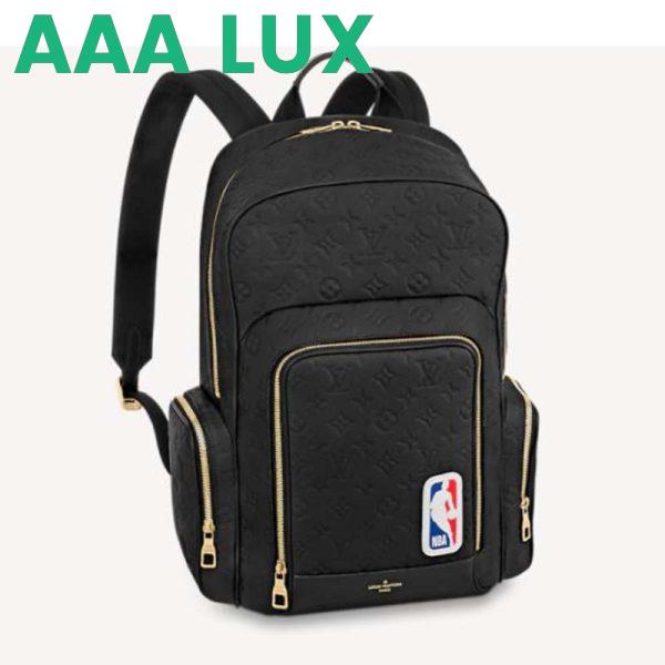 Replica Louis Vuitton LV Unisex LVXNBA Basketball Backpack Black Ball Grain Leather 2