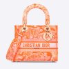 Replica Dior Women Medium Lady D-Lite Bag Fluorescent Orange Toile De Jouy Reverse Embroidery