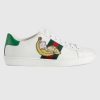 Replica Gucci GG Unisex Bananya Ace Sneaker White Leather with Green and Red Web