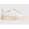 Replica Gucci GG Unisex GG Embossed Sneaker White GG Embossed Leather with Smooth Leather