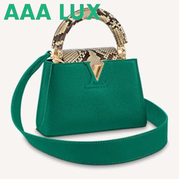Replica Louis Vuitton LV Women Capucines Mini Handbag Green Taurillon Leather Python Skin 2