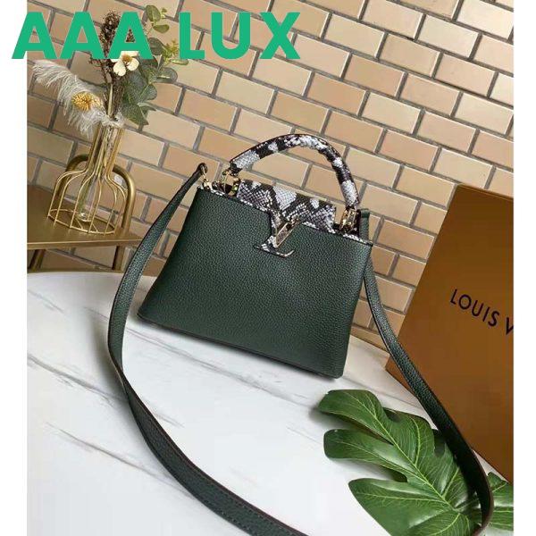 Replica Louis Vuitton LV Women Capucines Mini Handbag Green Taurillon Leather Python Skin 3