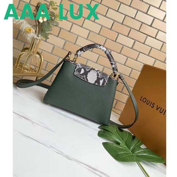 Replica Louis Vuitton LV Women Capucines Mini Handbag Green Taurillon Leather Python Skin 4