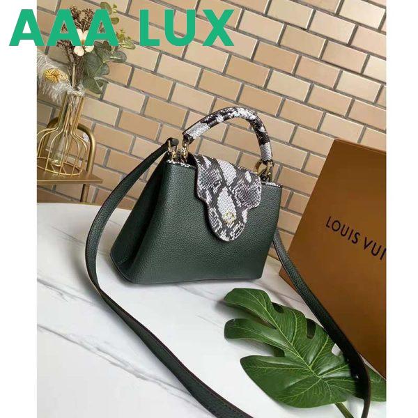 Replica Louis Vuitton LV Women Capucines Mini Handbag Green Taurillon Leather Python Skin 5