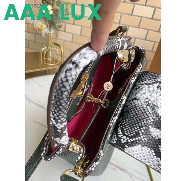 Replica Louis Vuitton LV Women Capucines Mini Handbag Green Taurillon Leather Python Skin 8